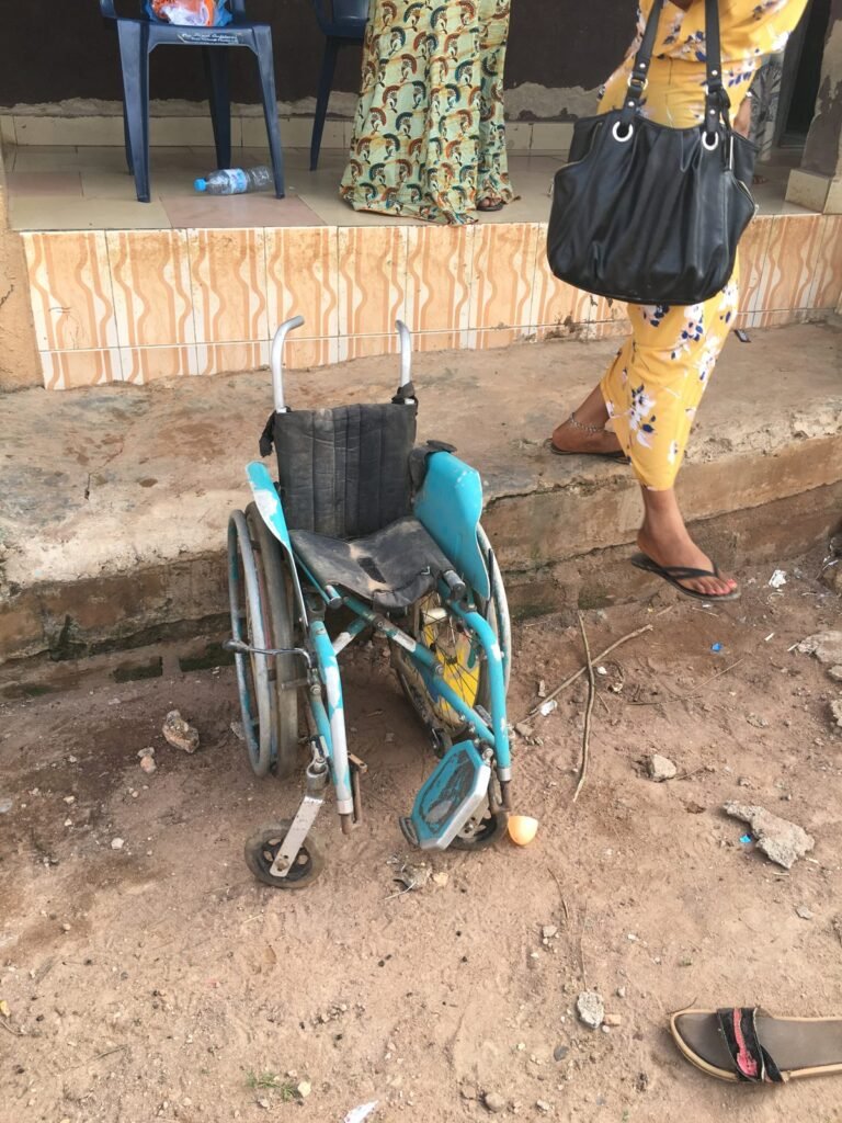 Wheelchair at Heaven's Nest orphanage in Nigeria, 2016